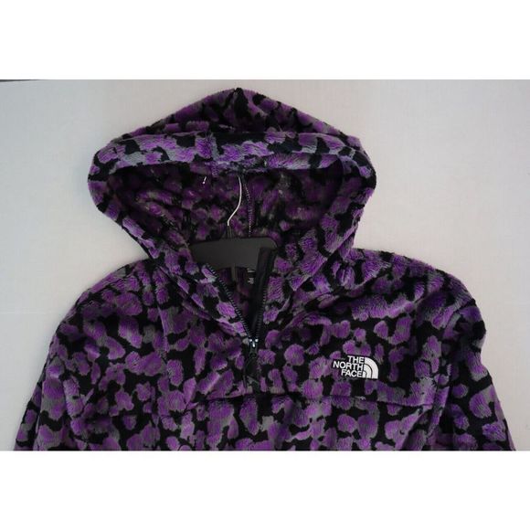 The North Face Women's Sz XL Purple Leopard Print Osito 1/4 Zip Hoodie $119 - Picture 6 of 14